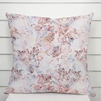 Povlak na dekorativní polštářek Dekorační povlak na polštář Rongo RGP-501 Růžovo-fialkové květy na bílém 70 x 90 cm