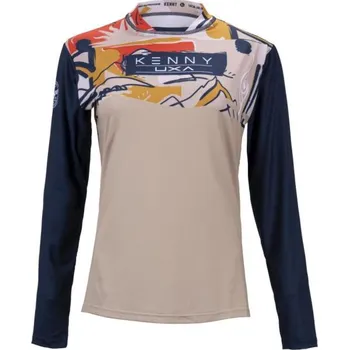 cyklistický dres KENNY Cyklistický dres s dlouhým rukávem letní - CHARGER - béžová/modrá