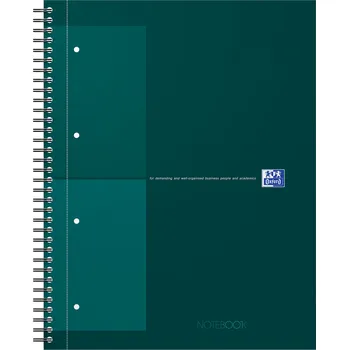 Blok spirálový Oxford International Notebook A4+, 80 listů, čtvereček, zelený