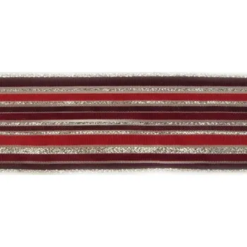 Stuha Plátnová stuha s monofilem, metaloplastem a drátem 40 mm, červená do vínova