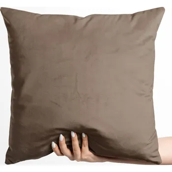 Povlak na polštářek Sametový povlak na polštář Velvet Premium SVP-005 Světle hnědý 50 x 50 cm