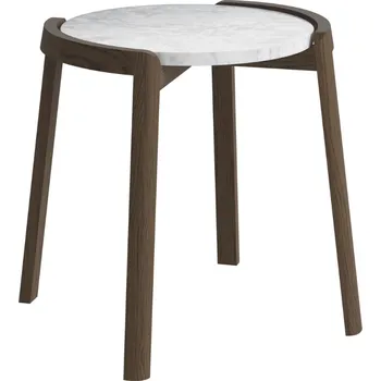 Toaletní stolek Bolia Šedobílý mramorový odkládací stolek Mix 46 cm s tmavou dubovou podnoží