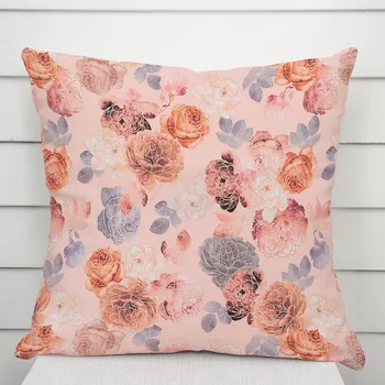 Povlak na dekorativní polštářek Dekorační povlak na polštář TF-062 Růže na lososově růžovém 50 x 50 cm