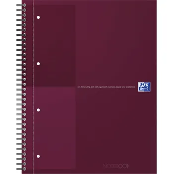 Blok spirálový Oxford International Notebook A4+, 80 listů, linka, červený