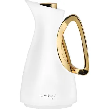 Termohrnek Termoska na nápoje se skleněnou vložkou, 1l bílo-zlatá, ALESSIA 1043