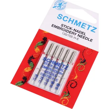 Strojové jehly vyšívací sdružené 75; 90 Schmetz na kartě, malé, nikl