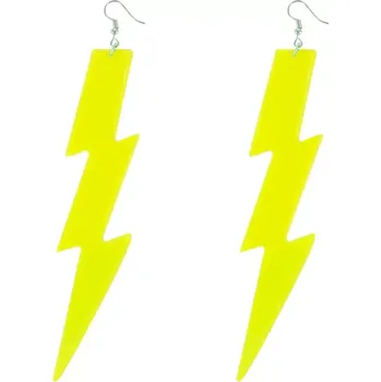 Karnevalový doplněk Retro náušnice blesk - neonově žluté