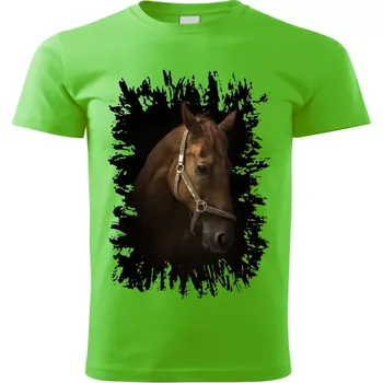Pánské tričko Pánské tričko s koněm , kůň vzor 457 zelené L (Pánské trička s koňskou hlavou , koněm , koňmi , kůň)
