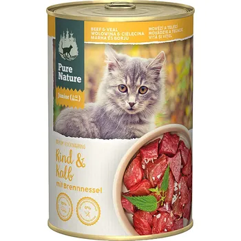 Krmivo pro kočku Pure Nature Cat Junior konzerva Hovězí a Telecí s kopřivou 400g