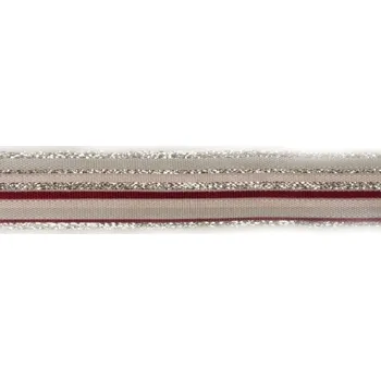 Stuha Plátnová stuha s monofilem, metaloplastem a drátem, 15 mm, růžová