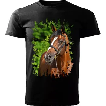 Pánské tričko Pánské tričko s koněm , kůň vzor 455 černé 3XL (Pánské trička s koňskou hlavou , koněm , koňmi , kůň)
