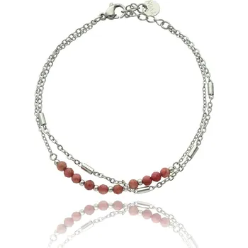 Náramek Yvon Elegantní náramek s rodochrozity a chirurgickou ocelí