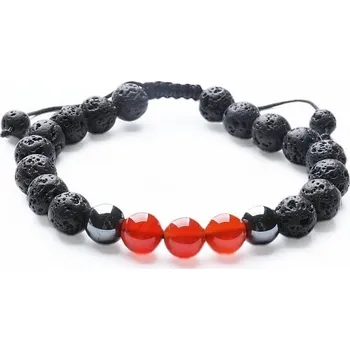 Náramek Nefertitis Karneol a lávový kámen náramek se Shamballa zapínáním obvod cca 16 až 25 cm