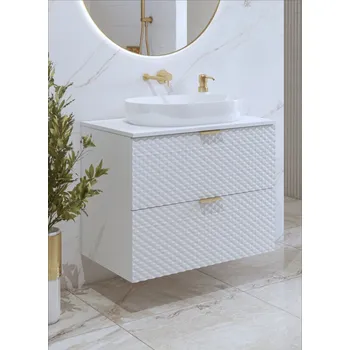 Koupelnový nábytek NALLON koupelnová skříňka 2S 80 cm pod umyvadlo, bílá/bílé pyramidky + vyzvednutí ZDARMA