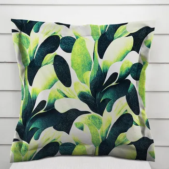 Povlak na dekorativní polštářek Dekorační povlak na polštář s lemem Rongo RGP-505 Velké zelené listy 35 x 45 cm