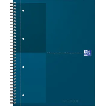 Blok spirálový Oxford International Notebook A4+, 80 listů, linka, petrolej