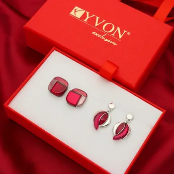 Souprava šperků Yvon Dárkový set náušnic s elegantní pryskyřicí v růžovém tónu