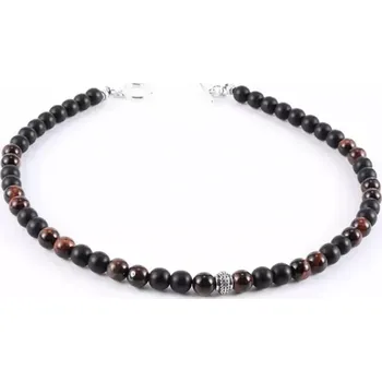 Náhrdelník Pánský náhrdelník Červené tygří oko & Matný kámen