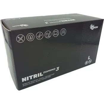 Vyšetřovací rukavice Espeon Jednorázové rukavice nitrilové DIAMOND3 černé silné - 100 ks XL