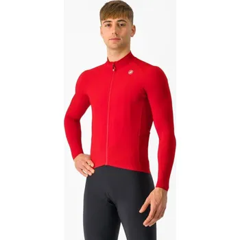 Cyklistické oblečení CASTELLI Cyklistický dres s dlouhým rukávem zimní - AERO RACE - červená M
