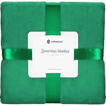 přikrývka Plyšová deka 200x220 cm SPRINGOS GRANDE zelená