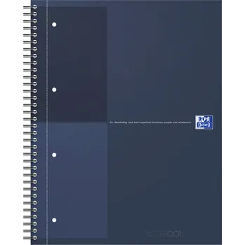 Blok spirálový Oxford International Notebook A4+, 80 listů, linka, modrý