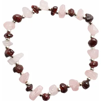 Náramek Granát a růženín náramek sekaný extra obvod cca 16 až 21 cm