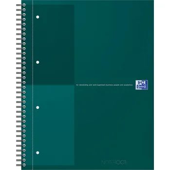 Blok spirálový Oxford International Notebook A4+, 80 listů, linka, zelený