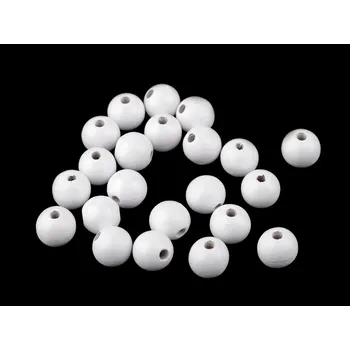 Dětské navlékací korálky Dřevěné korálky Ø13 a 14 mm, malé, 1 (Ø13 mm) bílá