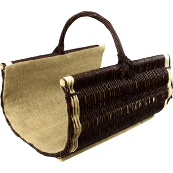 Proutěný koš na dřevo ke krbu neloupaný velký