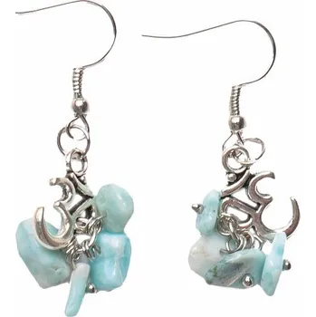 Náušnice Larimar se symbolem Óm módní náušnice délka cca 4 cm