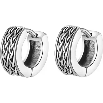 Náušnice B-TOP Náušnice kroužky z nerezové oceli s pleteným vzorem