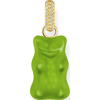 Šperk Thomas Sabo PE967-414-6 Large gold-plated green Goldbears pendant with stones