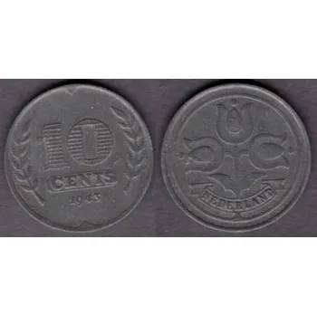 NIZOZEMÍ. 10 cents 1943.