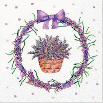 Papírový kapesník Ubrousky 20ks, Lavender Basket 33x33 cm 105 gram