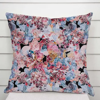 Povlak na dekorativní polštářek Dekorační povlak na polštář Rongo RGP-503 Červeno-modré květy 40 x 40 cm