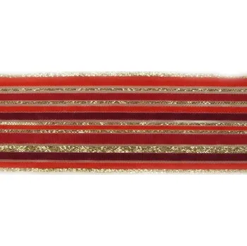 Stuha Plátnová stuha s monofilem, metaloplastem a drátem 40 mm, červená