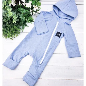Kojenecký overall Kulišárny Mušelínový rostoucí overal POWDER BLUE VELIKOST: 74