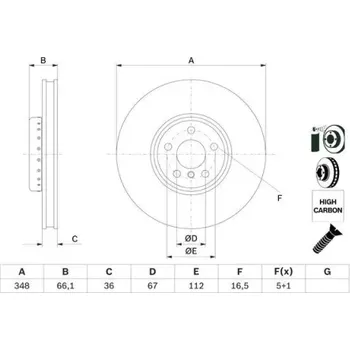 Brzdový kotouč BOSCH Brzdový kotouč Brzdový kotouč dvoudílný Ø348mm 0 986 479 F59