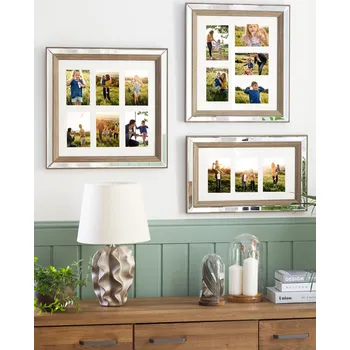 Rám na obraz Fotorámeček Tmavé dřevo 32 x 50 cm pro 3 obrázků Koláž 10 x 15 cm Beliani