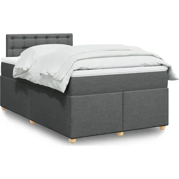 Postel vidaXL Box spring postel s matrací 120x200 cm textil [3288961] Barva: Tmavě šedá