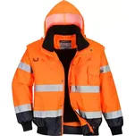 PORTWEST® Bunda pracovní do pasu zimní s odepínací vložkou C465 oranžová/tmavě modrá, signální s reflexními pruhy, 3v1, Hi-Vis Contrast, vel. XXXXL