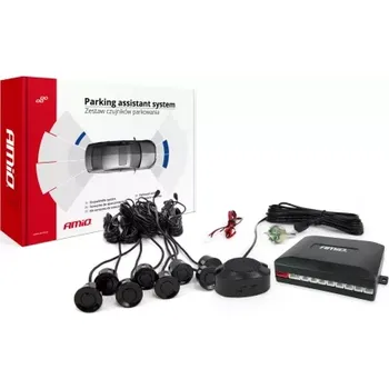 Parkovací asistent AMIO asistenty parkování se zvukovým signalizátorem/bzučák 8-senzorové, černé