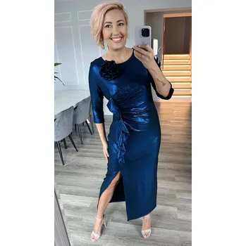 Dámské šaty Šaty elegantní 3/4 ruk. Trynite K-1646 dlouhé barva: modrá, velikost: 44