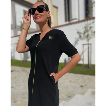 Dámské šaty KARL LAGERFELD V NECK CADY DRESS 999 Velikost: IT 40