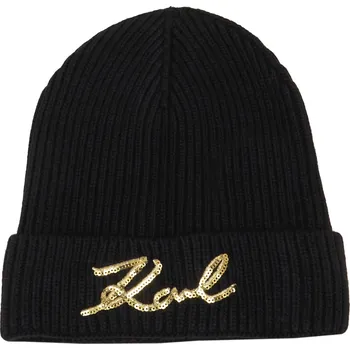 Čepice KARL LAGERFELD K/SIGNATURE BEANIE ČEPICE A999