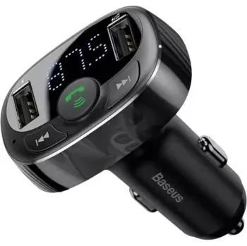 FM transmitter AMiO BASEUS FM vysílač T typ Bluetooth 2xUSB microSD, černý