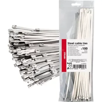 Stahovací páska Napínací pásky AMiO z nerezové oceli 4,6x300 mm 100 ks