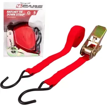 Upínací popruh 4CARS POPRUH S RÁČNOU 5M, 2.5CM, 500KG