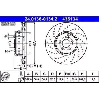Brzdový kotouč ATE Brzdový kotouč Brzdový kotouč dvoudílný Ø360mm 24.0136-0134.2